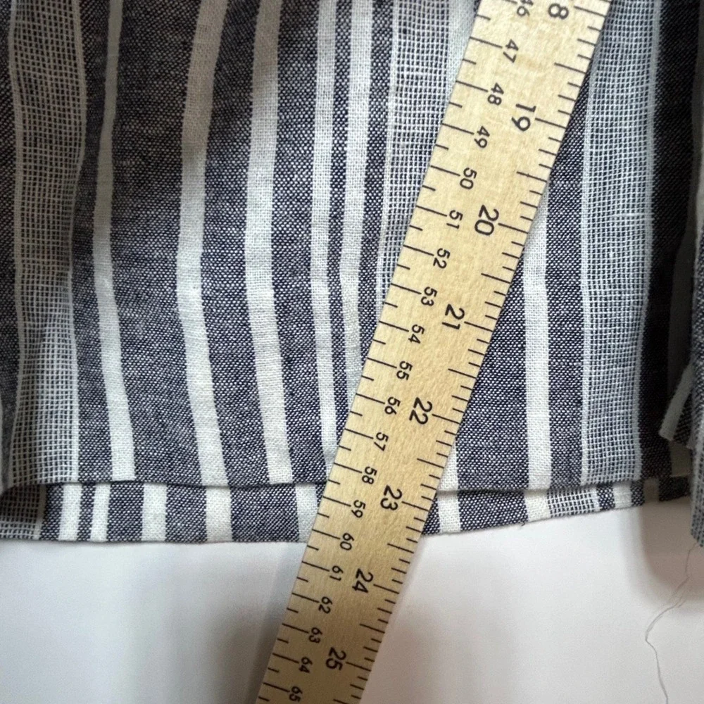 Banana Republic Wide Leg Crop Pants Womens S Blue‎ White Striped Coastal Summer